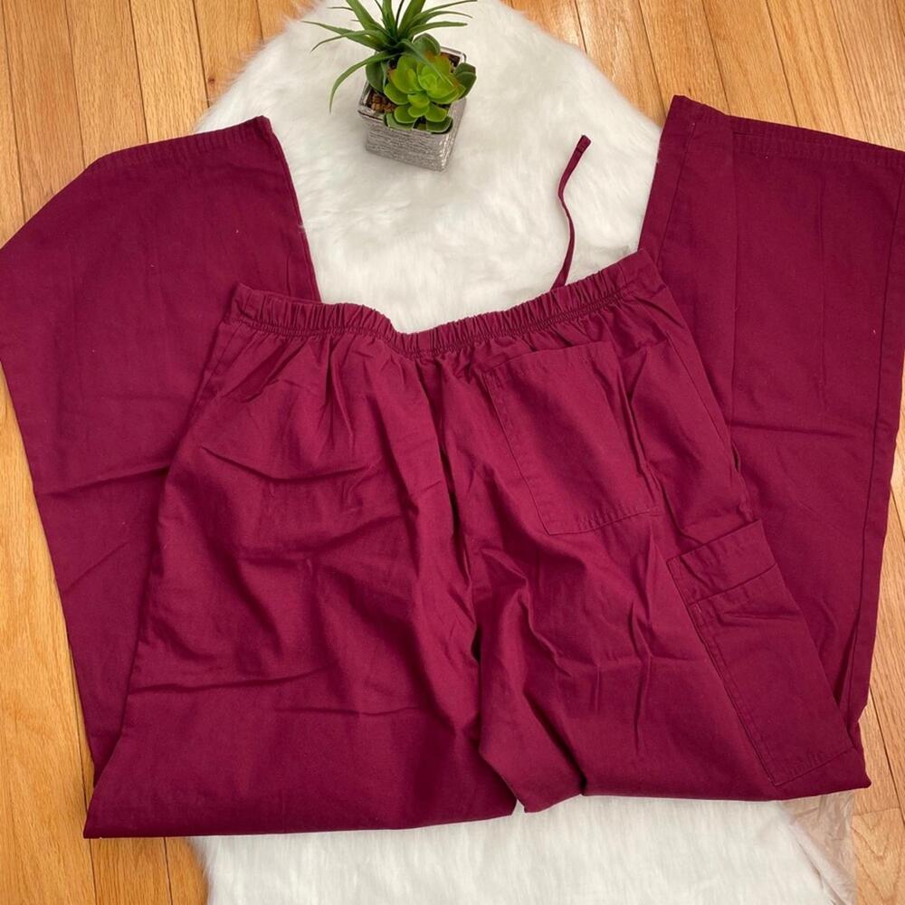 SB Scrubs Women's Medical Scrub Pants Wine Color Medium